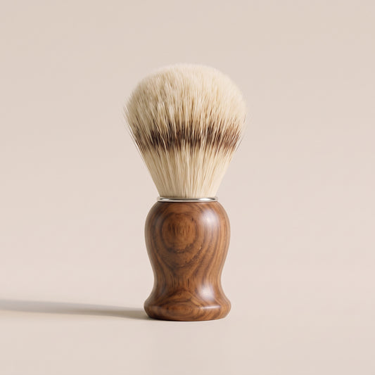 The walnut shaving brush with a cream synthetic knot